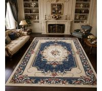 KTYUTJDH Large Rug, Rectangular 180 x 240 cm,Vintage Floral Blue Beige Red, Rugs for Living Room Art Deco Home Office Dining Room Bedroom Carpets