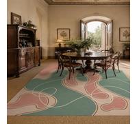 KTYUTJDH Large Rugs for Living Room, Rectangular 180 x 250 cm,Abstract Modern Green Pink Beige White Brown, Big Rug Home Office Art Decor Contemporary Lounge Carpet