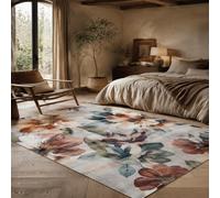 KTYUTJDH Large Rugs for Living Room, Rectangular 180 x 250 cm,Floral Vintage Beige Brown Green White, Big Rug Home Office Art Decor Contemporary Lounge Carpet