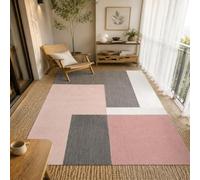 KTYUTJDH Large Rugs for Living Room, Rectangular 180 x 250 cm,Geometric Modern Gray Pink White, Big Rug Home Office Art Decor Contemporary Lounge Carpet