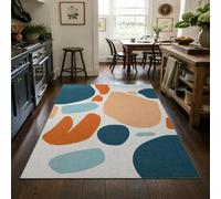 KTYUTJDH Large Rugs for Living Room, Rectangular 180 x 250 cm,Modern Abstract Blue Orange Beige White, Big Rug Home Office Art Decor Contemporary Lounge Carpet