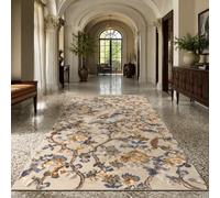 KTYUTJDH Large Rugs for Living Room, Rectangular 180 x 250 cm,Vintage Floral Beige Blue Yellow Brown White Orange, Big Rug Home Office Art Decor Contemporary Lounge Carpet