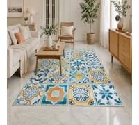 KTYUTJDH Large Rugs for Living Room, Rectangular 180 x 250 cm,Vintage Floral Blue Yellow Orange White Beige, Big Rug Home Office Art Decor Contemporary Lounge Carpet