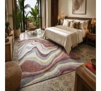 KTYUTJDH Large Rugs for Living Room, Rectangular 200 x 250 cm,Abstract Brown Gray Yellow Red, Lounge Rug Bedroom Washable Carpet Anti Slip Mat Dining Room,