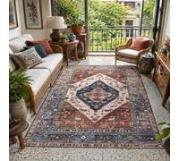 KTYUTJDH Large Rugs for Living Room, Rectangular 200 x 250 cm,Vintage Blue Red Beige Brown White, Lounge Rug Bedroom Washable Carpet Anti Slip Mat Dining Room,