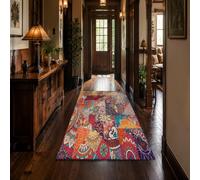 KTYUTJDH Large Rugs for Living Room, Rectangular 200 x 250 cm, Vintage Floral Red Orange Blue Purple White Beige Colorful, Lounge Rug Bedroom Washable Carpet Anti Slip Mat Dining Room,