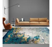 KTYUTJDH Washable Rugs Living Room, Large Rugs for Bedrooms Aesthetic Home Decor,Navy Blue, Teal Blue Green, Orange Yellow Black Brown Grey Cream,Multicoloured,Rectangular 160 x 230 cm