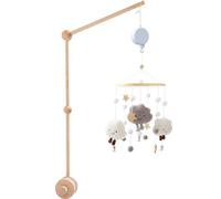 KTZCTPCA 27inch Baby Crib Mobile Arm, Wooden Baby Mobile Holder Arm, Crib Baby Nursery Mobile Hanger, Adjustable Angle Height Cot Mobile Holder with Music Box for Crib Baby Bed Nursery Decor
