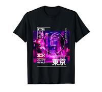 KTZWA Women's Retro Vintage Tokyo Cyberpunk T-Shirt - Black, Small