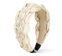 KU Black Headbands for Women Trendy,90s Satin Plait Soft Wide Headband for Teens,Plain No Teeth Thick Hoops Non-Slip Fashion Hair for Makeup Washing Face