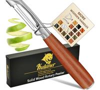 KU LUNER Premium 304 Stainless Steel Multifunctional Kitchen Fruit and Vegetable Peeler with Real Wood Handle,Ultra Sharp Strong Blade