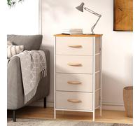 KU Syang Chest of Drawers Bedroom, 4-Drawer Storage Unit with MDF Top, Adjustable Feet, Anti-Tip Safety, 4Dresser with 4 Drawers for Bedroom Living Room Khaki,45x30x91cm (17.7x11.8x35.8in)