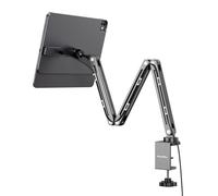 KU XIU Magnetic Wireless Charging Stand for iPad Pro 11" M4 (2024) Only, Aluminum Alloy iPad Holder for Desk, 360° Adjustable Foldable Arm Mount with 2M USB C Cable