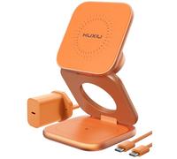 KU XIU X40 Turbo 3-in-1 Magnetic Wireless Charging Station Qi2.2 25W Fast | MagSafe-Compatible, Aluminum Alloy Foldable Travel Wireless Charger Stand for iPhone, Apple Watch, AirPods +45W GaN Adapter