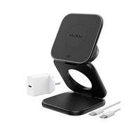 KU XIU X40 Turbo Qi2.2 25W 3 in 1 Wireless Charging Station Magnetic Fast | MagSafe-Compatible, Aluminum Foldable Travel Wireless Charger Stand for iPhone 18/17/16, Watch, AirPods+45W GaN Adapter