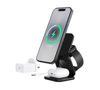 KU XIU X40 Turbo Qi2.2 25W Magnetic Wireless Charger, Foldable 3 in 1 Travel Charging Station for iPhone 17/16, for iWatch, Aluminum Alloy Design, 45W GaN Adapter Included,Black