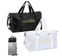 Kuabiz 2 Pcs Wifey Hubby Duffle Bag Set White Black Wedding Travel Bags Waterproof Honeymoon Travel Bags Weekender Tote Bag For Women Men Couple Bridal Shower Honeymoon Party Organizer Supplies, Black