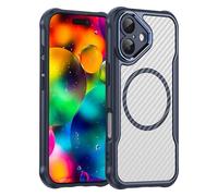 KUAECBHO Magnetic Case for IPhone 17/17 Pro/17 Air/17 Pro Max, Carbon Fiber Pattern Frosted Translucent Case All-Inclusive Lens Protection Cover,17,Blue