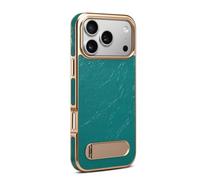 KUAECBHO Magnetic Case for IPhone 17/17 Pro/17 Air/17 Pro Max, Slim Business Genuine Leather Electroplate Case with Folding Kickstand Cover,17pro,Blue