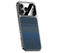 KUAECBHO Slim Case for IPhone 17/17 Pro/17 Air/17 Pro Max, Electroplated Carbon Fiber Pattern Leather Cover All-Inclusive Lens Protection Case,17,Blue