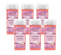 Kuaf Professional Roll on Wax Cartridge for Hair Removal, Hair Removal Roll-On, Wax Cartridge Roller for Legs and Arms, Depilatory Wax, Pack of 6 - Titanium Pink