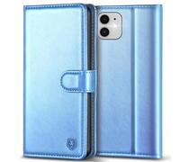 Kuafcase Compatible for iPhone 11 Case with 4 Card Slots Magnetic Closure Kickstand Shockproof Protective Phone Case Compatible for iPhone 11 - Sky Blue