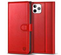 Kuafcase Compatible for iPhone 11 Pro Max Case with 4 Card Slots Magnetic Closure Kickstand Shockproof Protective Phone Case Compatible for iPhone 11 Pro Max - Red