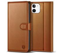 Kuafcase Compatible for iPhone 12 Mini Case with 4 Card Slots Magnetic Closure Kickstand Shockproof Protective Phone Case Compatible for iPhone 12 Mini - Brown