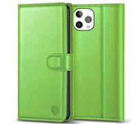 Kuafcase Compatible for iPhone 12 Pro Max Case with 4 Card Slots Magnetic Closure Kickstand Shockproof Protective Phone Case Compatible for iPhone 12 Pro Max - Grass Green
