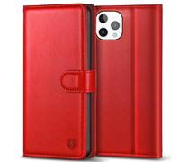 Kuafcase Compatible for iPhone 12 Pro Max Case with 4 Card Slots Magnetic Closure Kickstand Shockproof Protective Phone Case Compatible for iPhone 12 Pro Max - Red