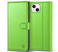 Kuafcase Compatible for iPhone 13 Case with 4 Card Slots Magnetic Closure Kickstand Shockproof Protective Phone Case Compatible for iPhone 13 - Grass Green