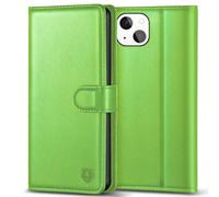 Kuafcase Compatible for iPhone 13 Mini Case with 4 Card Slots Magnetic Closure Kickstand Shockproof Protective Phone Case Compatible for iPhone 13 Mini - Grass Green