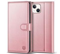 Kuafcase Compatible for iPhone 14 Case with 4 Card Slots Magnetic Closure Kickstand Shockproof Protective Phone Case Compatible for iPhone 14 - Rose Gold