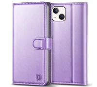 Kuafcase Compatible for iPhone 14 Case with 4 Card Slots Magnetic Closure Kickstand Shockproof Protective Phone Case Compatible for iPhone 14 - Light Purple