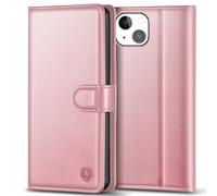 Kuafcase Compatible for iPhone 14 Plus Case with 4 Card Slots Magnetic Closure Kickstand Shockproof Protective Phone Case Compatible for iPhone 14 Plus - Rose Gold