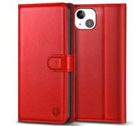 Kuafcase Compatible for iPhone 14 Plus Case with 4 Card Slots Magnetic Closure Kickstand Shockproof Protective Phone Case Compatible for iPhone 14 Plus - Red