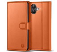 Kuafcase Compatible for iPhone 16 Case with 4 Card Slots Magnetic Closure Kickstand Shockproof Protective Phone Case Compatible for iPhone 16 -Orange