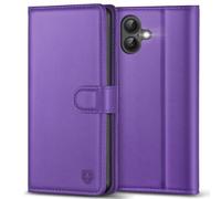 Kuafcase Compatible for iPhone 16 Case with 4 Card Slots Magnetic Closure Kickstand Shockproof Protective Phone Case Compatible for iPhone 16 - Dark Purple