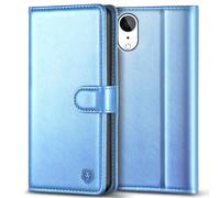 Kuafcase Compatible for iPhone XR Case with 4 Card Slots Magnetic Closure Kickstand Shockproof Protective Phone Case Compatible for iPhone XR - Sky Blue