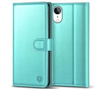 Kuafcase Compatible for iPhone XR Case with 4 Card Slots Magnetic Closure Kickstand Shockproof Protective Phone Case Compatible for iPhone XR - Ice Green