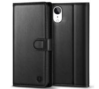 Kuafcase Compatible for iPhone XR Case with 4 Card Slots Magnetic Closure Kickstand Shockproof Protective Phone Case Compatible for iPhone XR - Black