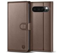 Kuafcase for Google Pixel 10/10 Pro Case with 4 Card Slots Magnetic Closure Kickstand Shockproof Protective Phone Case for Pixel 10/10 Pro - Coffee