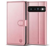 Kuafcase for Google Pixel 6 Pro Case, Wallet Leather Flip Case with 4 Card Slots Magnetic Closure Kickstand Shockproof Protective Phone Case for Google Pixel 6 Pro - Rose Gold