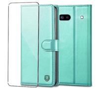 Kuafcase for Google Pixel 6a Case with 1 Screen Protector, 4 Card Slots Magnetic Closure Kickstand Shockproof Phone Case for Google Pixel 6a - Ice Green