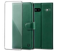 Kuafcase for Google Pixel 6a Case with 1 Screen Protector, Wallet Leather Flip Case with 4 Card Slots Magnetic Closure Kickstand Shockproof Phone Case for Google Pixel 6a - Dark Green
