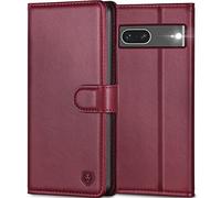 Kuafcase for Google Pixel 7 Case, Wallet Leather Flip Case with 4 Card Slots Magnetic Closure Kickstand Shockproof Protective Phone Case for Google Pixel 7 - Wine Red