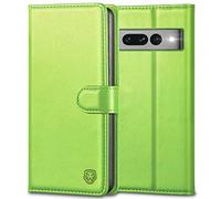 Kuafcase for Google Pixel 7 Pro, 4 Card Slots Magnetic Closure Kickstand Shockproof Protective Phone Case for Google Pixel 7 Pro - Grass Green