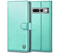 Kuafcase for Google Pixel 7 Pro, 4 Card Slots Magnetic Closure Kickstand Shockproof Protective Phone Case for Google Pixel 7 Pro - Ice Green