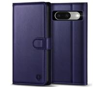 Kuafcase for Google Pixel 8 Case, 4 Card Slots Magnetic Closure Kickstand Shockproof Protective Phone Case for Google Pixel 8 - Blue