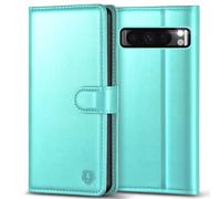 Kuafcase for Google Pixel 8 Pro Case, 4 Card Slots Magnetic Closure Kickstand Shockproof Protective Phone Case for Google Pixel 8 Pro - Ice Green